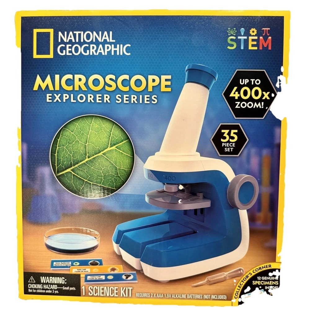 National Geographic Explorer Series Microscope for Kids 400X Zoom, 35+ Piece Set